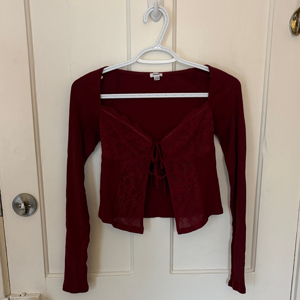 Garage Burgundy Lace-Up Women's Going-Out Top
